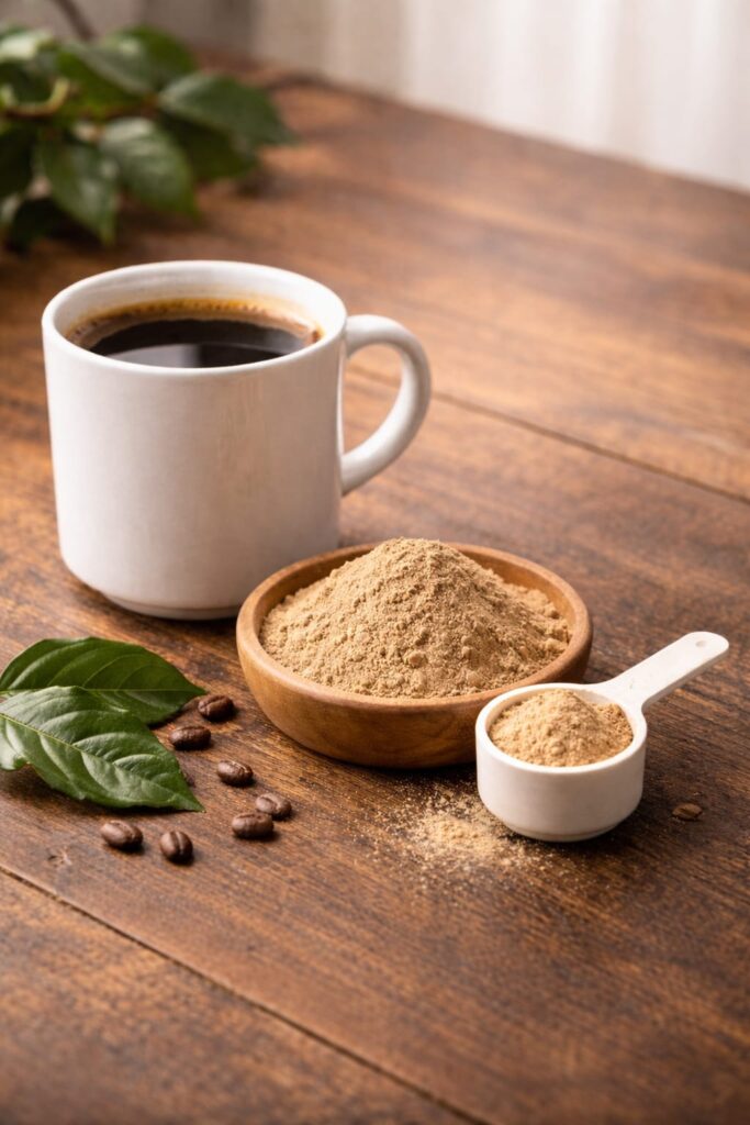 coffee metabolism supplement powder mixed with coffee