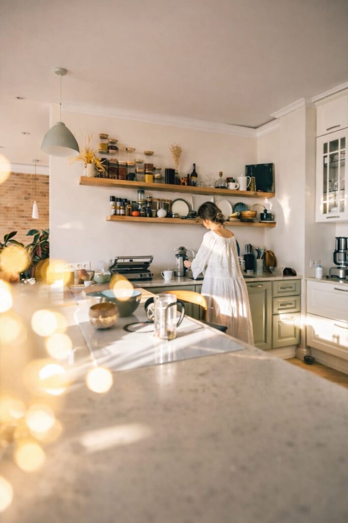 woman making coffee in the morning supporting metabolism and healthy weight routine